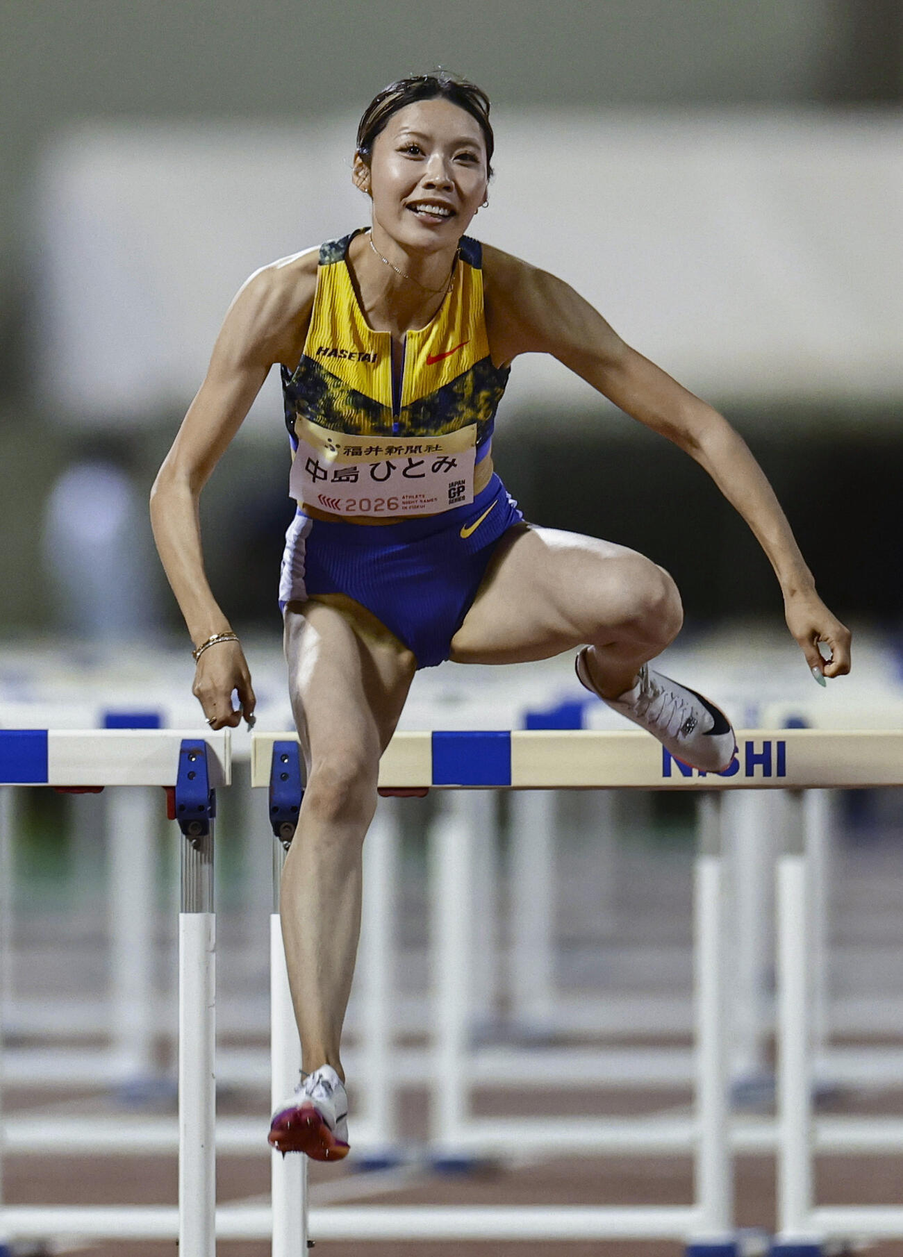 女子100メートル障害決勝　12秒60の日本新で優勝した中島ひとみ（共同）