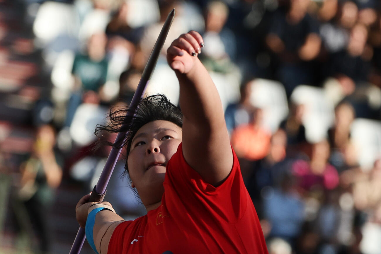 ダイヤモンドリーグ・ファイナル　女子やり投げ決勝に臨む厳子怡（AP）