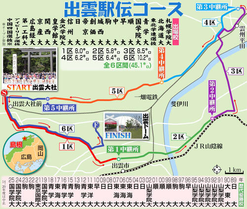 【イラスト】出雲駅伝コース図