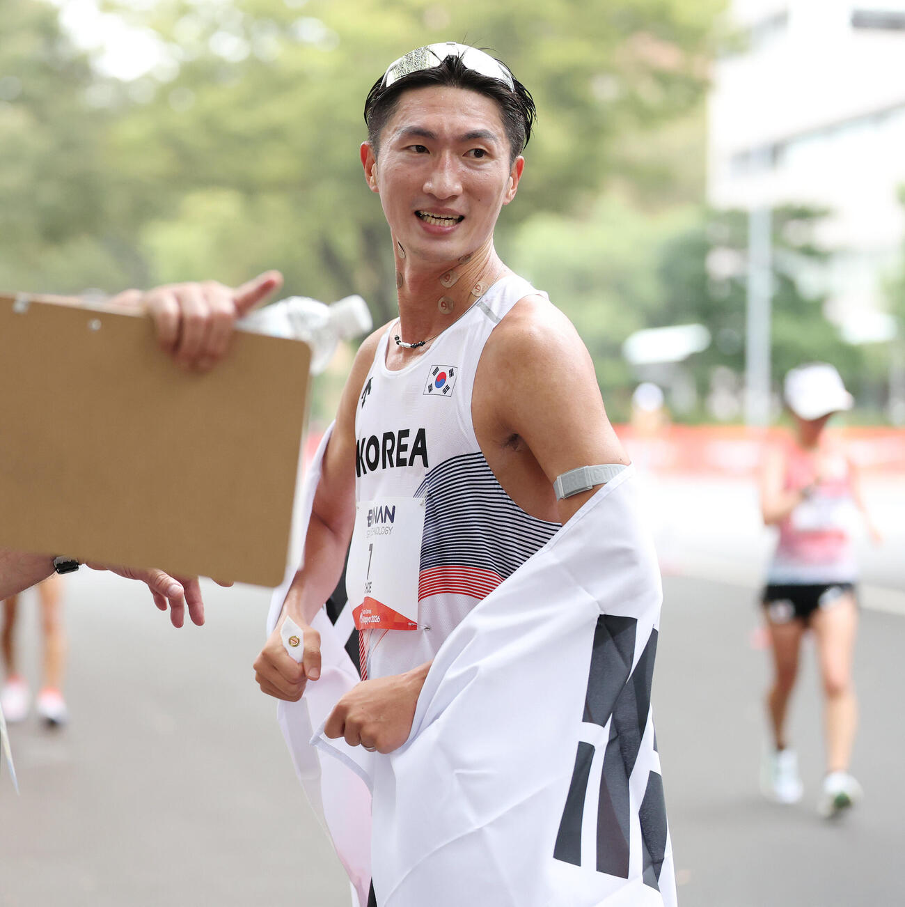 ハーフマラソン競歩　銅メダルを獲得した韓国崔炳光（撮影・宮地輝）