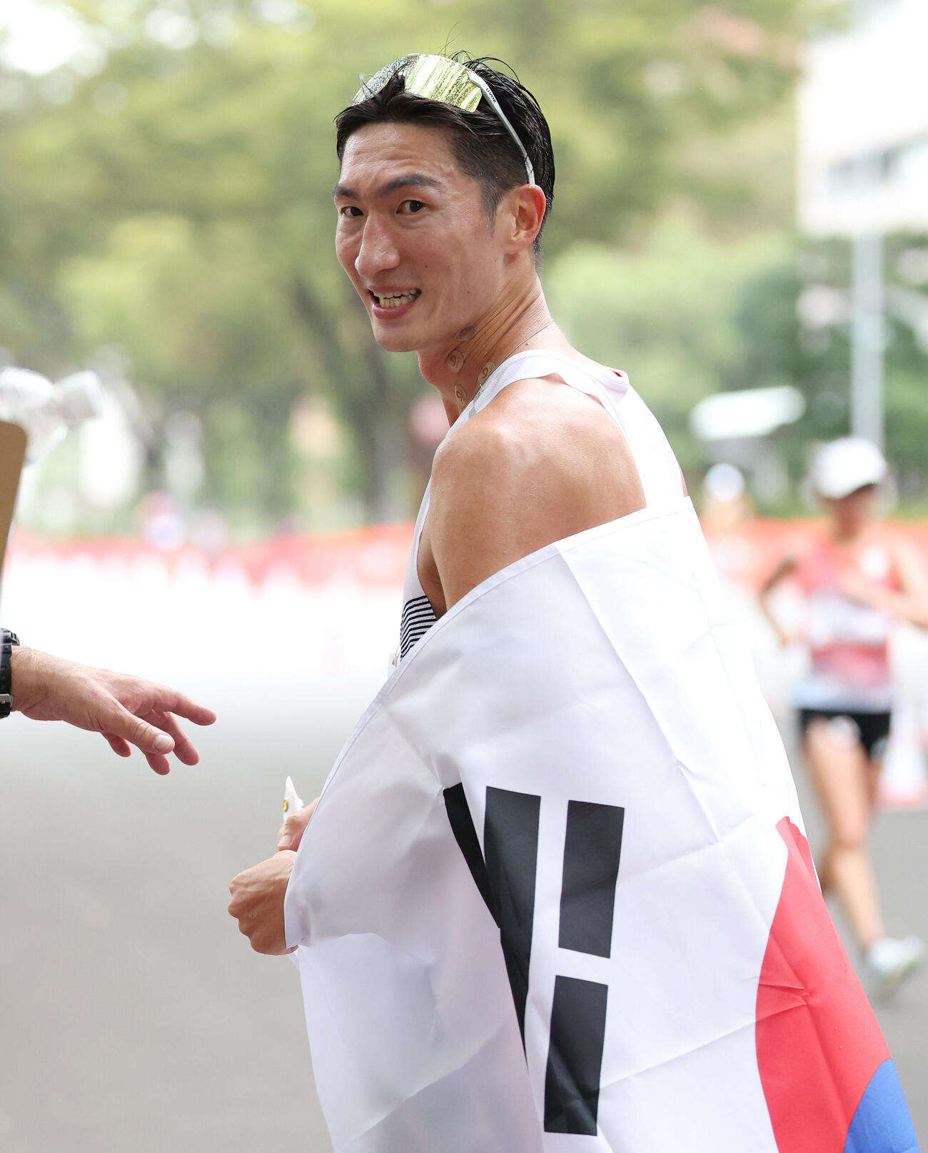ハーフマラソン競歩　銅メダルを獲得した韓国崔炳光（撮影・宮地輝）