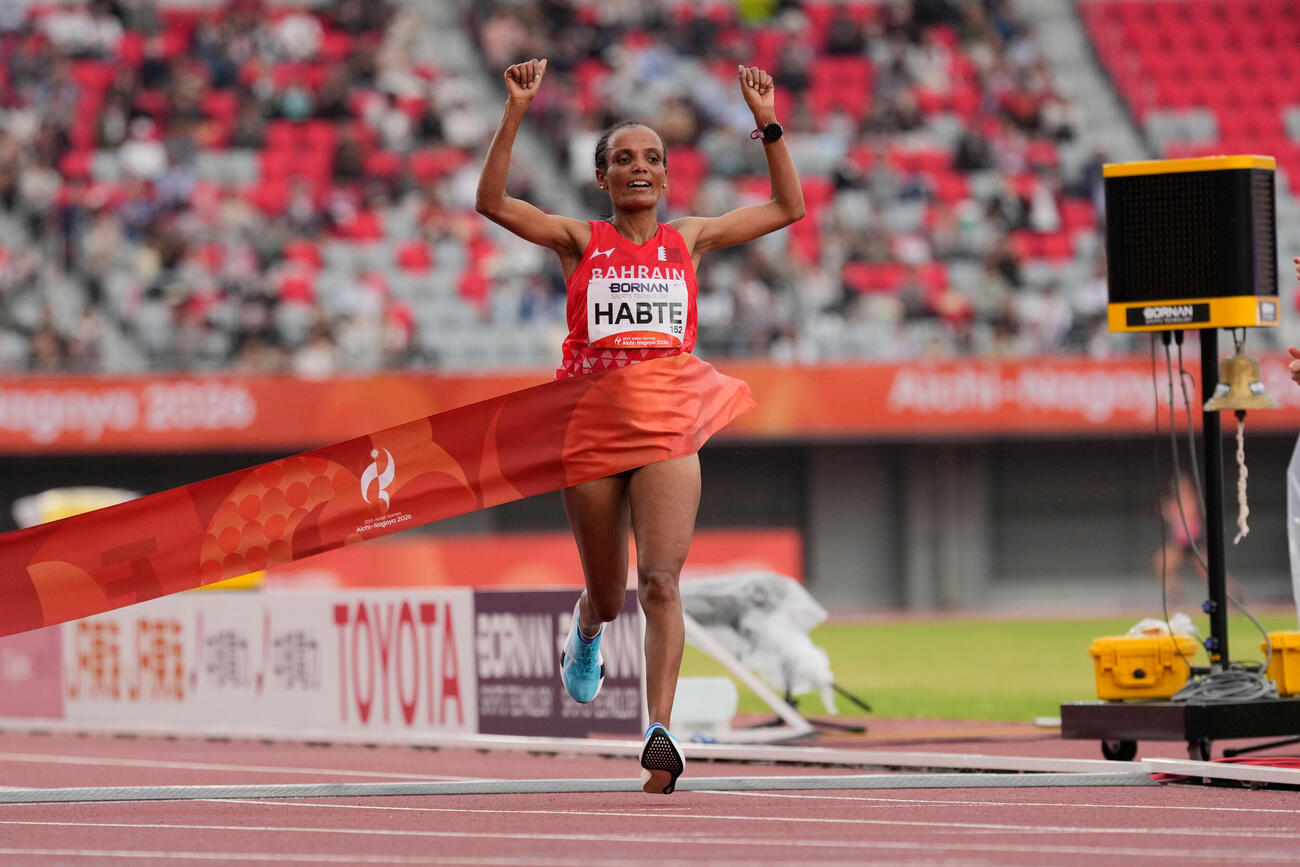 アジア大会女子マラソンで金メダルを獲得したハブテ（AP）
