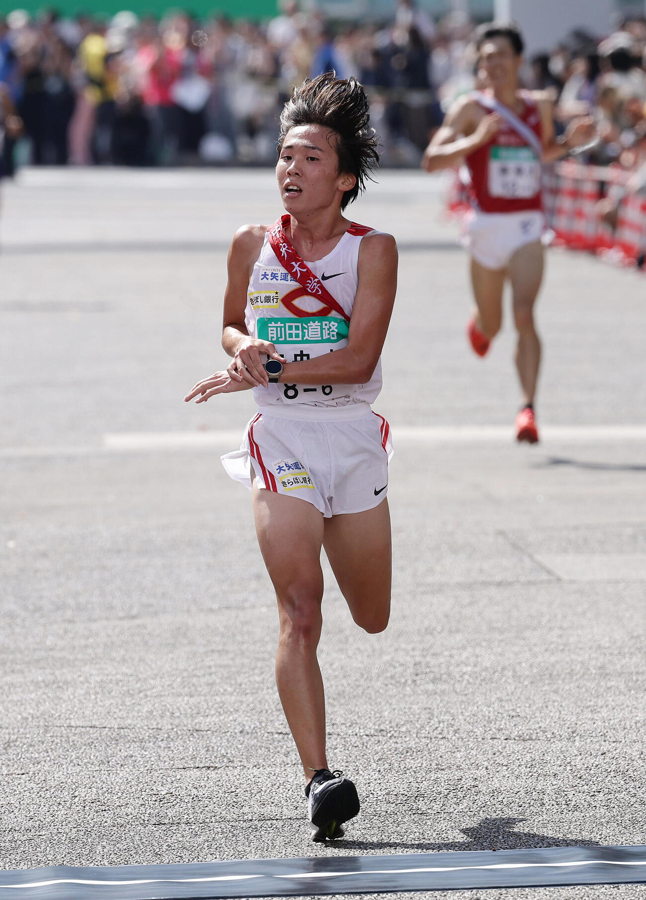5位でゴールする中大・栗村凌（撮影・前田充）