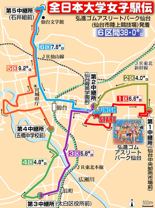 【イラスト】全国大学女子駅伝コースマップ