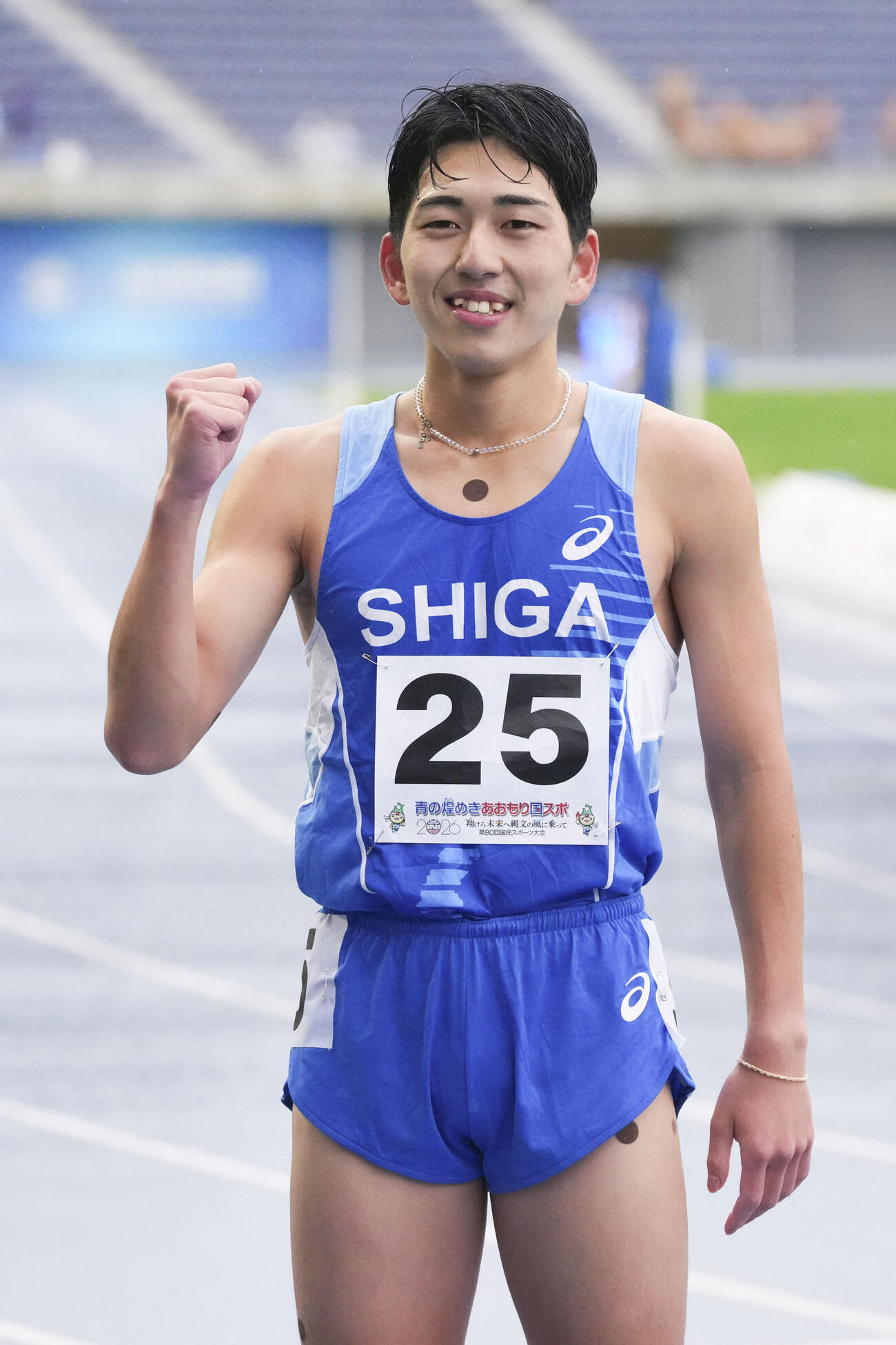 成年男子800メートルで優勝した落合晃（共同）