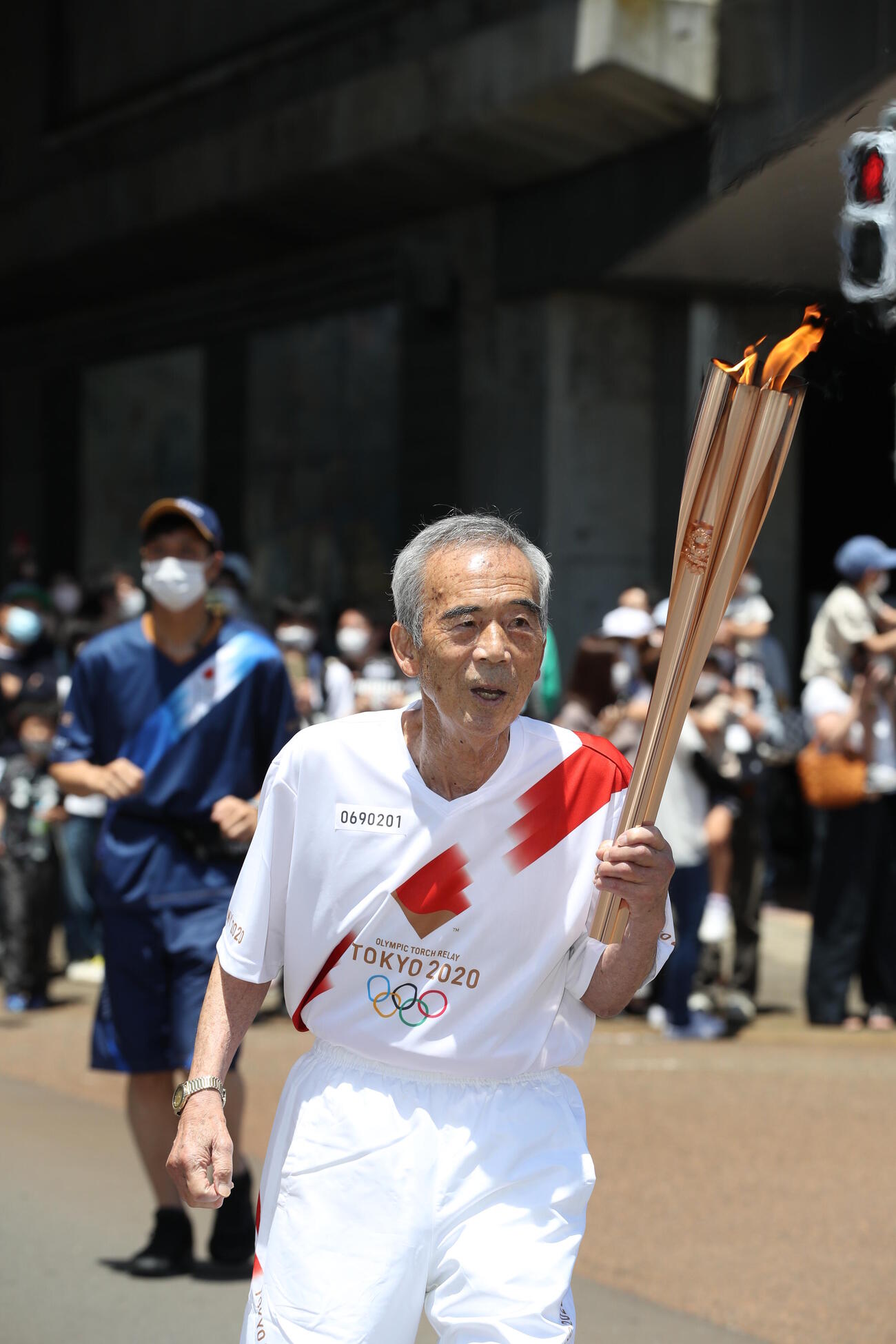 2021年6月5日、聖火リレー　新潟県2日目第2区間　聖火ランナーを務めた宇佐美彰朗さん