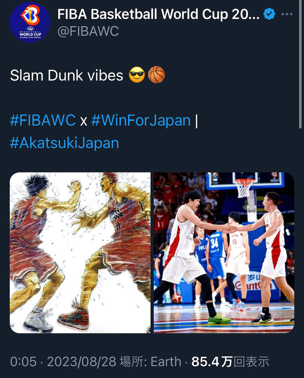 国際バスケットボール連盟（FIBA）の大会公式Xから