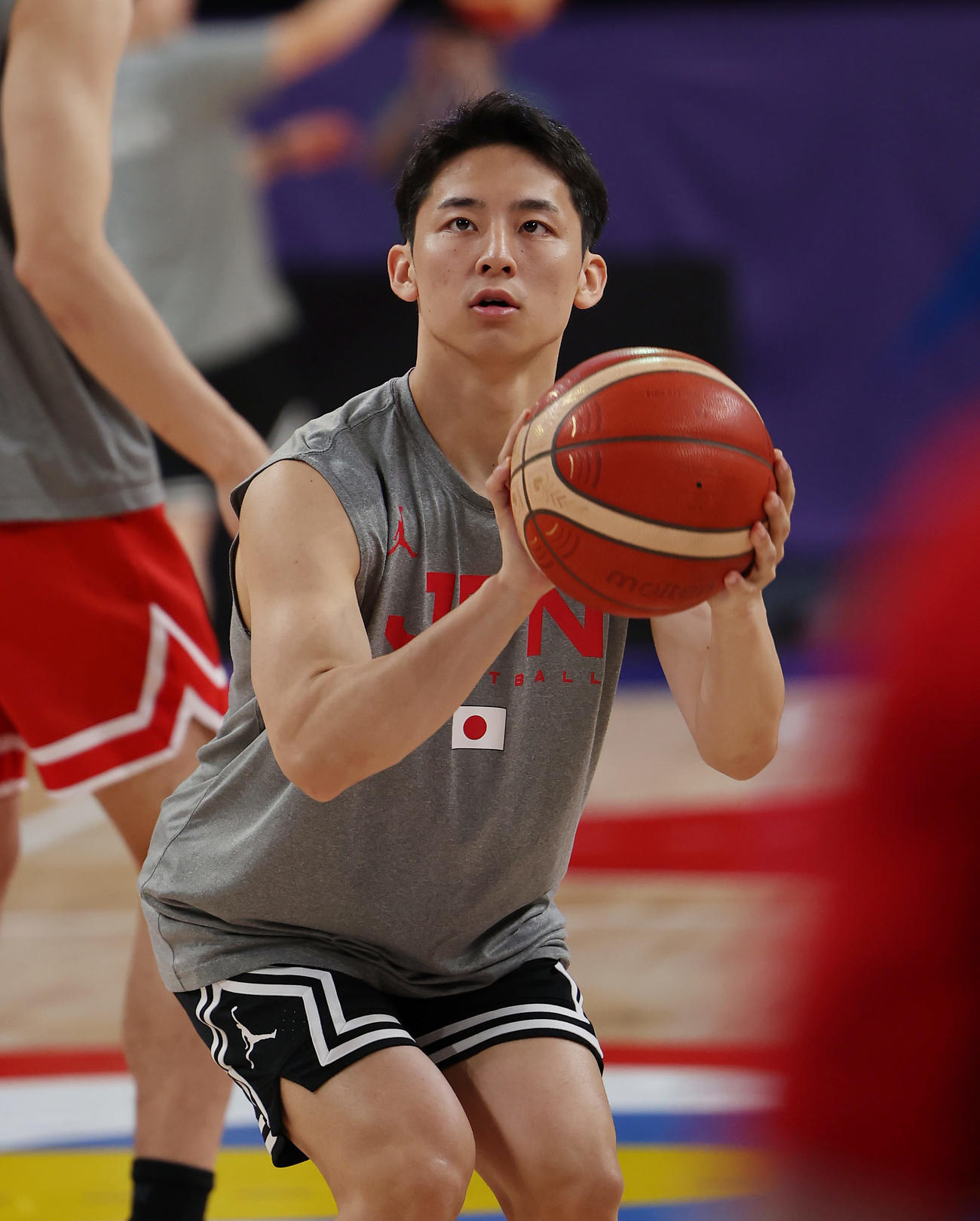 シュート練習する河村（2023年8月27日撮影）