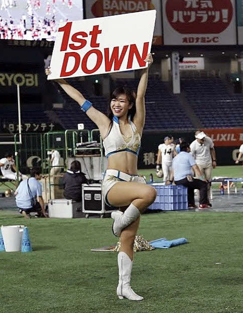 Xリーグ・オービックシーガルズ時代の渡辺さん（撮影・池田信）