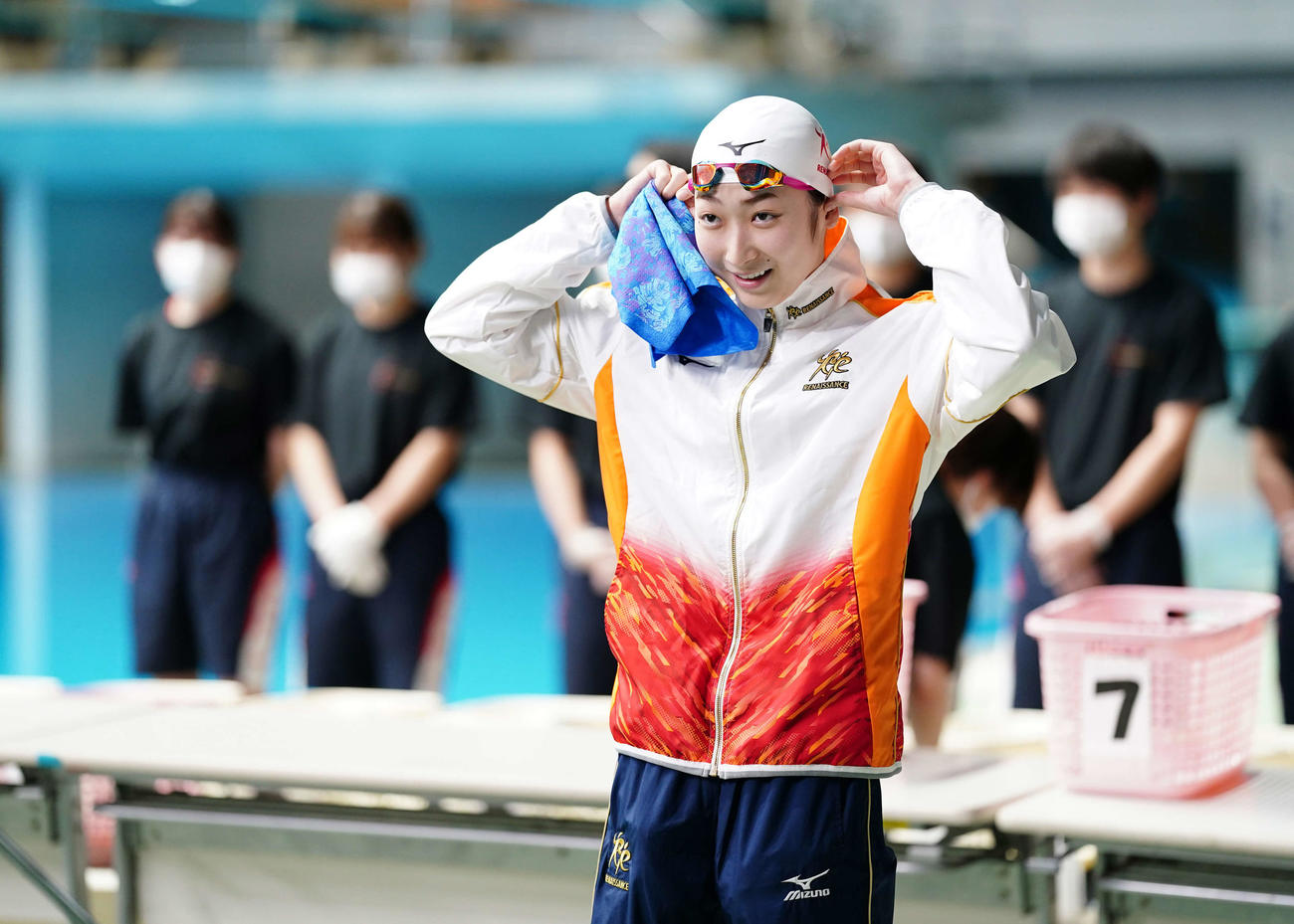 北島康介杯・女子100メートル自由形決勝を前に笑顔を見せる池江