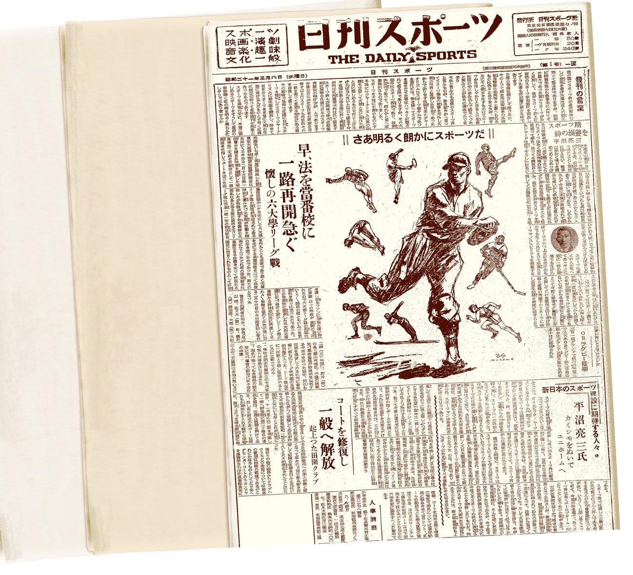 46年3月に創刊された日刊スポーツ