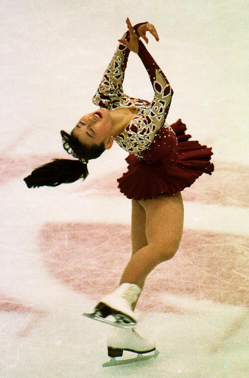 アルベールビル五輪フィギュアで銀メダルを獲得した伊藤みどりのフリースケーティング（1992年2月撮影）