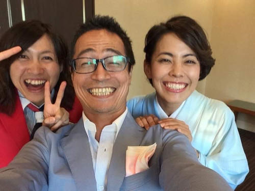 左から筆者、矢島先生、上田藍選手