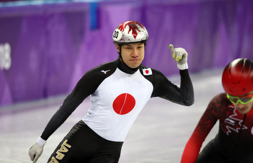 平昌五輪　ショートトラック男子５００㍍に出場した坂爪亮介＝２０１８年２月22日（撮影・ＰＮＰ）