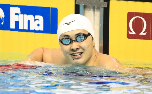 男子200メートル平泳ぎで4位の金子(撮影・江口和貴)