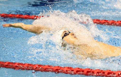 男子200メートル平泳ぎで4位の金子(撮影・江口和貴)