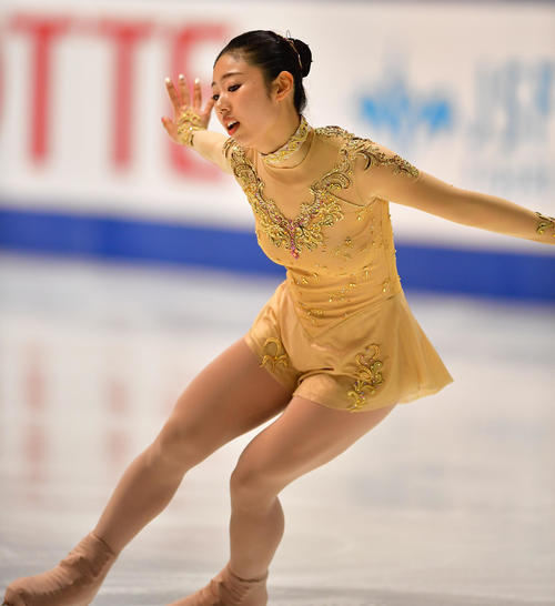 全日本フィギュアスケート選手権大会　女子フリー　フリーで滑る細田采花（撮影・清水貴仁）