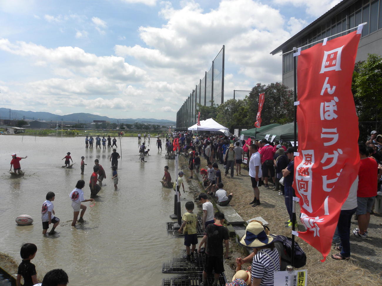 2018年6月、たんぼラグビーin京都・向島が行われた会場