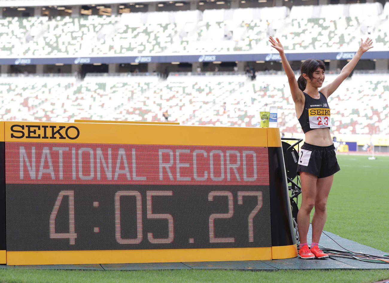 8月23日、セイコーゴールデングランプリ女子1500メートルで4分5秒27の日本記録を樹立した田中