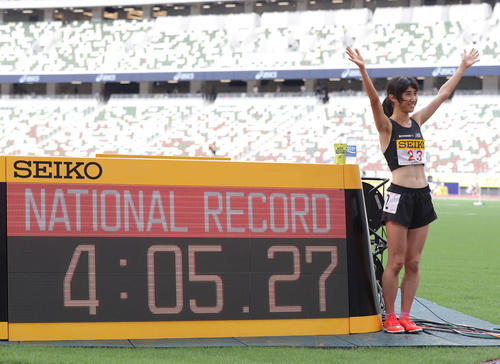 8月23日、セイコーゴールデングランプリ女子1500メートルで4分5秒27の日本記録を樹立した田中