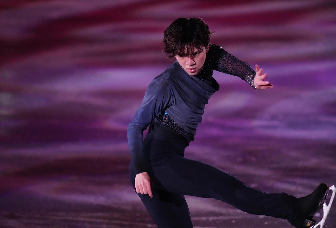 世界フィギュアスケート国別対抗戦エキシビション　演技をする宇野昌磨（代表撮影）