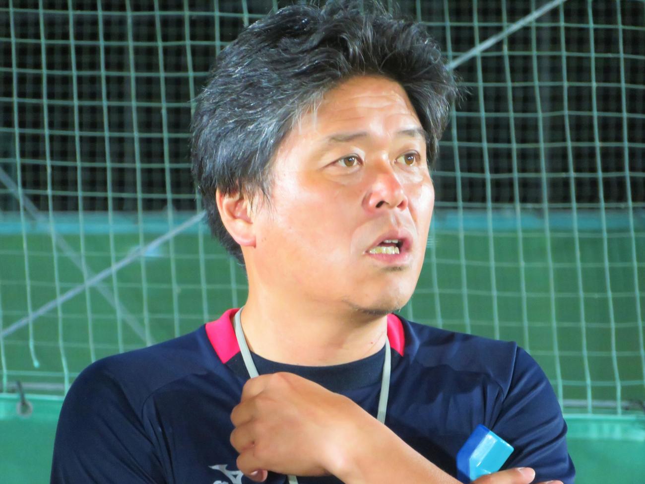 パリ五輪サッカー女子日本代表なでしこジャパンFW千葉玲海菜の出身チーム、リベルダード磐城の長岡芳明さん（撮影・佐藤成）