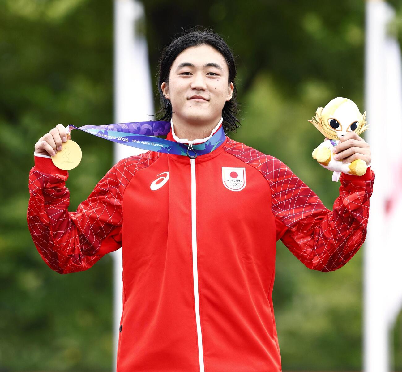 男子BMXレースで金メダルを獲得した中井飛馬（共同）