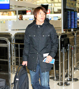 イランに出発するハンドボール日本代表の宮崎大輔（撮影・浅見桂子）
