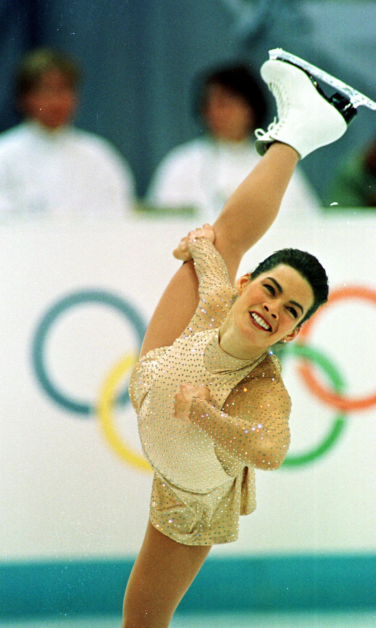 ９４年２月、リレハンメル冬季五輪女子フィギュアスケートのフリーで演技するケリガン