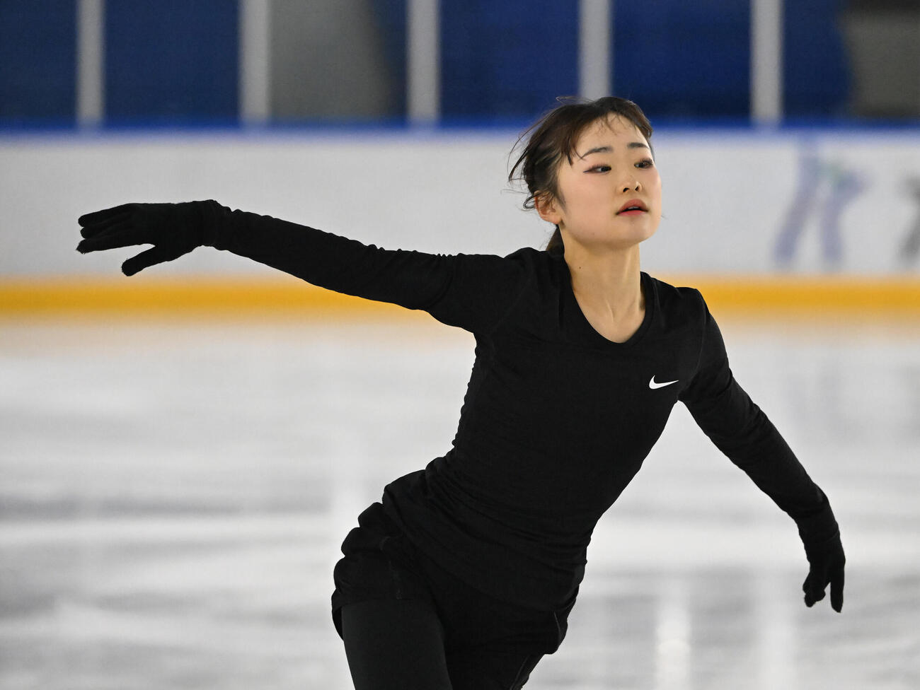 木下アカデミー公開練習　シーズンインを前に練習を公開した島田麻央（撮影・和賀正仁）