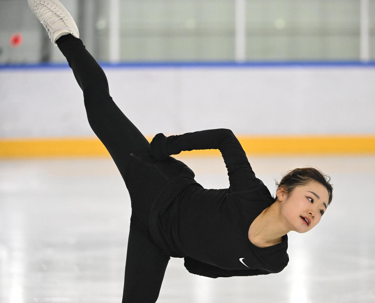 木下アカデミー公開練習　シーズンインを前に練習を公開した島田麻央（撮影・和賀正仁）