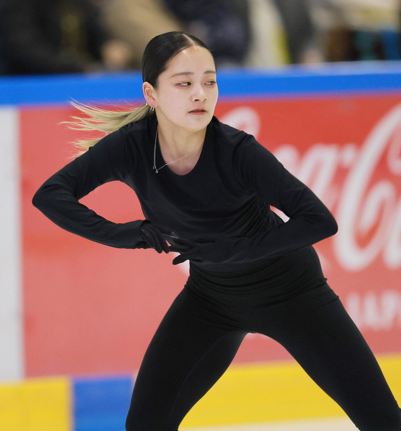 フィギュアスケート全日本合宿で演技する渡辺倫果（撮影・上山淳一）