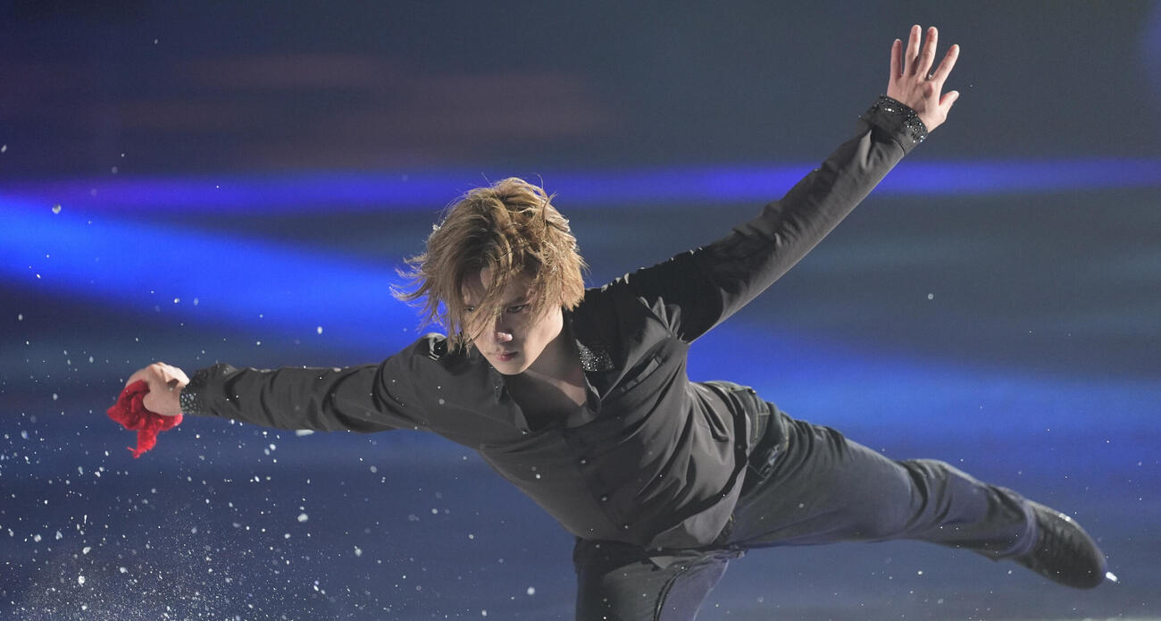 華麗な演技を披露する宇野昌磨（撮影・森本幸一）