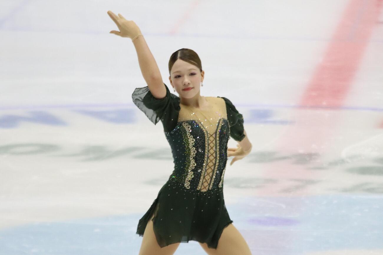 フィギュアスケート　サマーカップジュニア女子ショートプログラム（SP)　演技する石崎波奈
