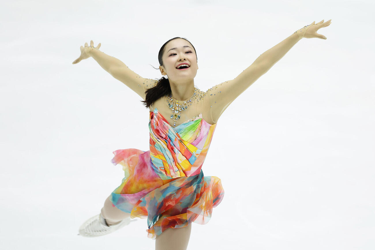 女子フリーで演技する島田麻央（撮影・前田充）