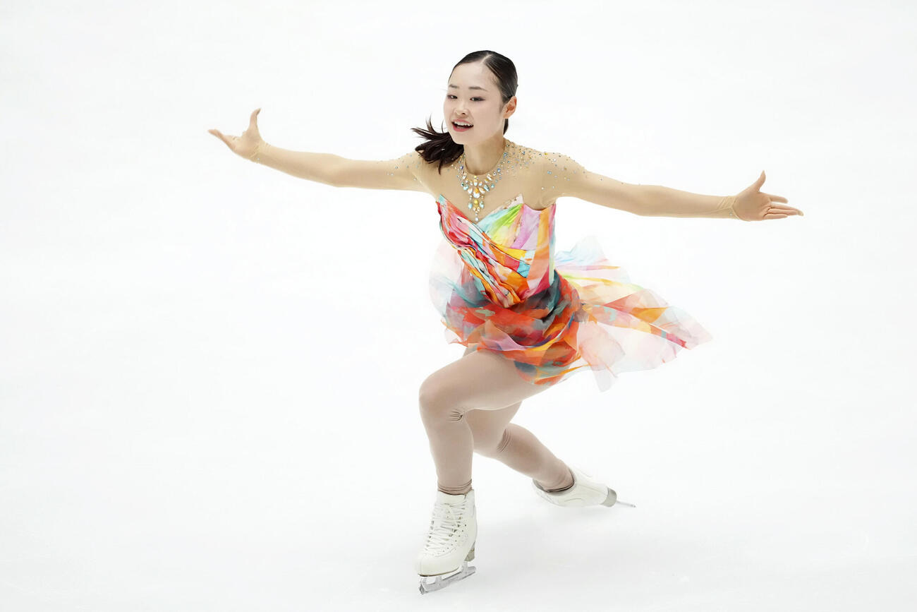 女子フリー　演技する島田麻央＝木下カンセーアイスアリーナ