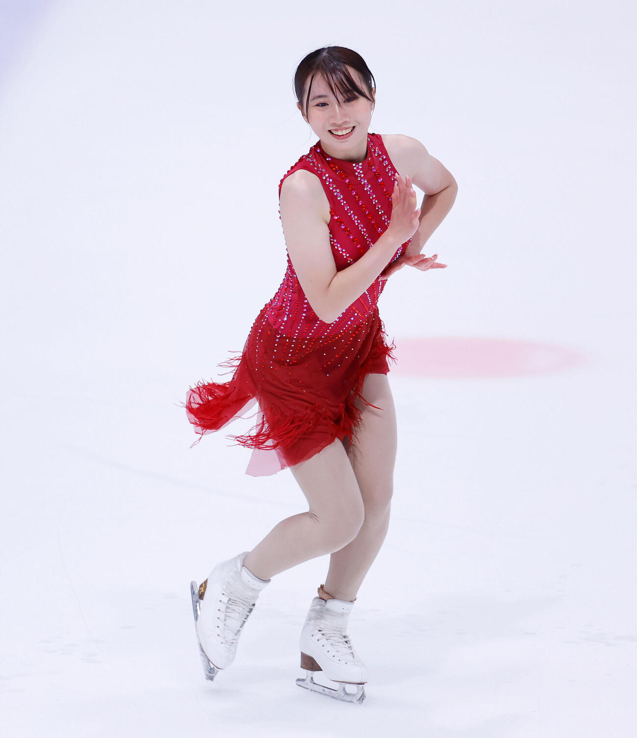 ジュニア女子フリーで演技する金沢純禾（撮影・山本朝陽）