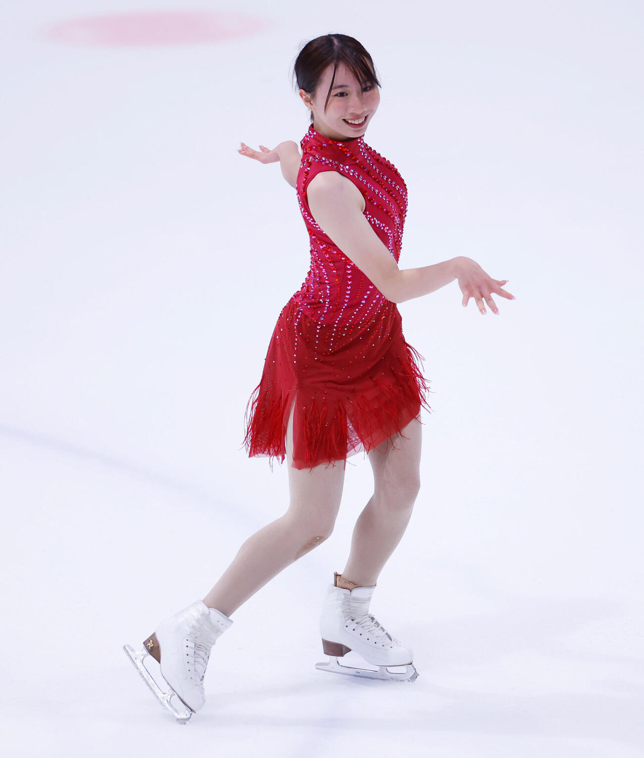ジュニア女子フリーで演技する金沢純禾（撮影・山本朝陽）