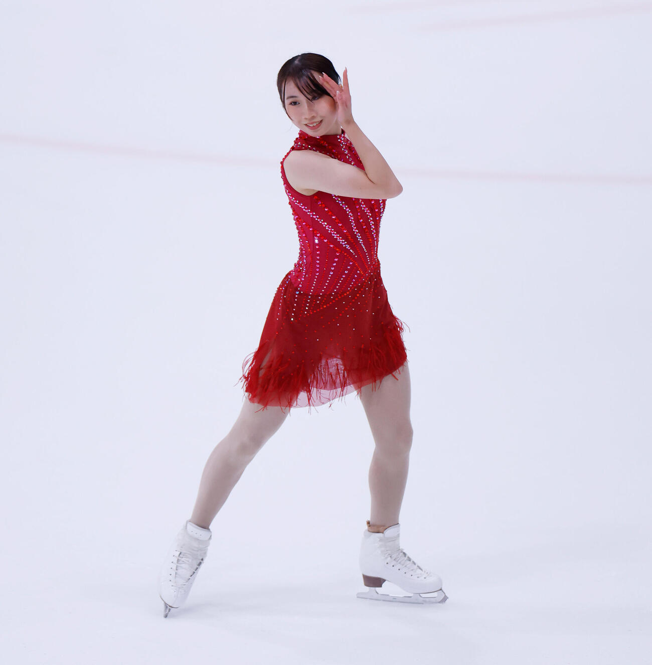 ジュニア女子フリーで演技する金沢純禾（撮影・山本朝陽）