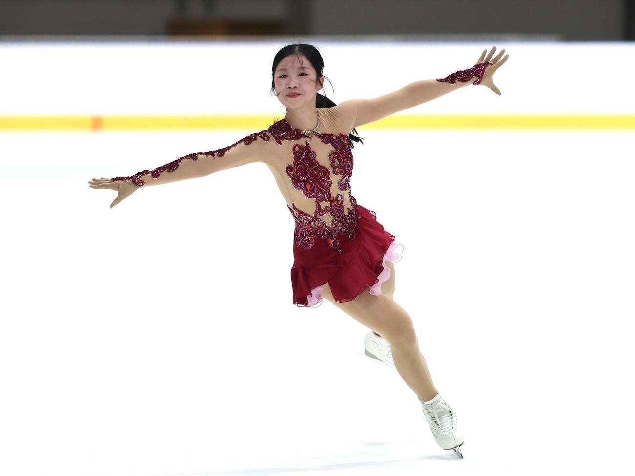 公式練習に臨む中井亜美（撮影・宮地輝）