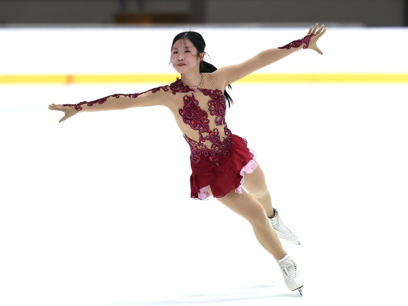 公式練習に臨む中井亜美（撮影・宮地輝）