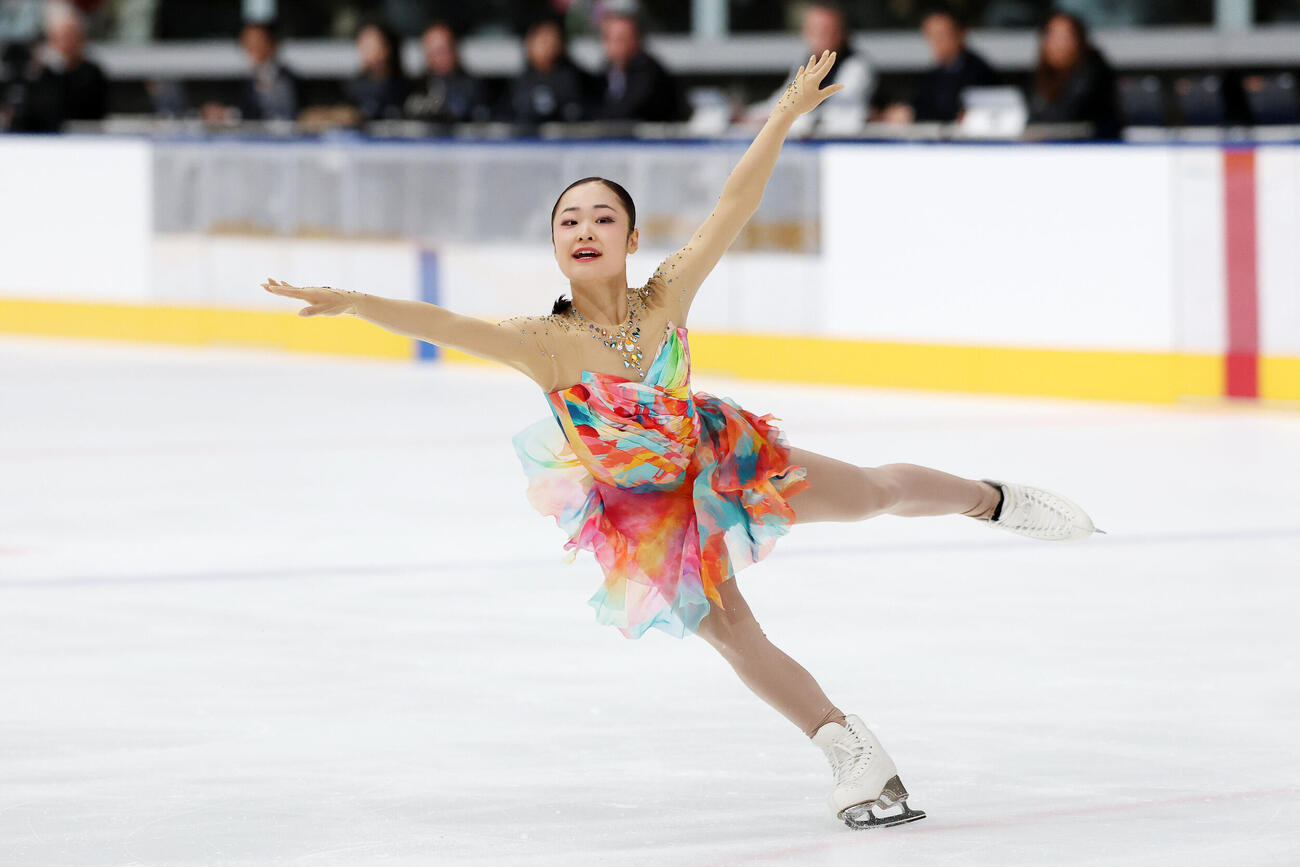 女子フリーで華麗な演技を披露する島田麻央（撮影・宮地輝）