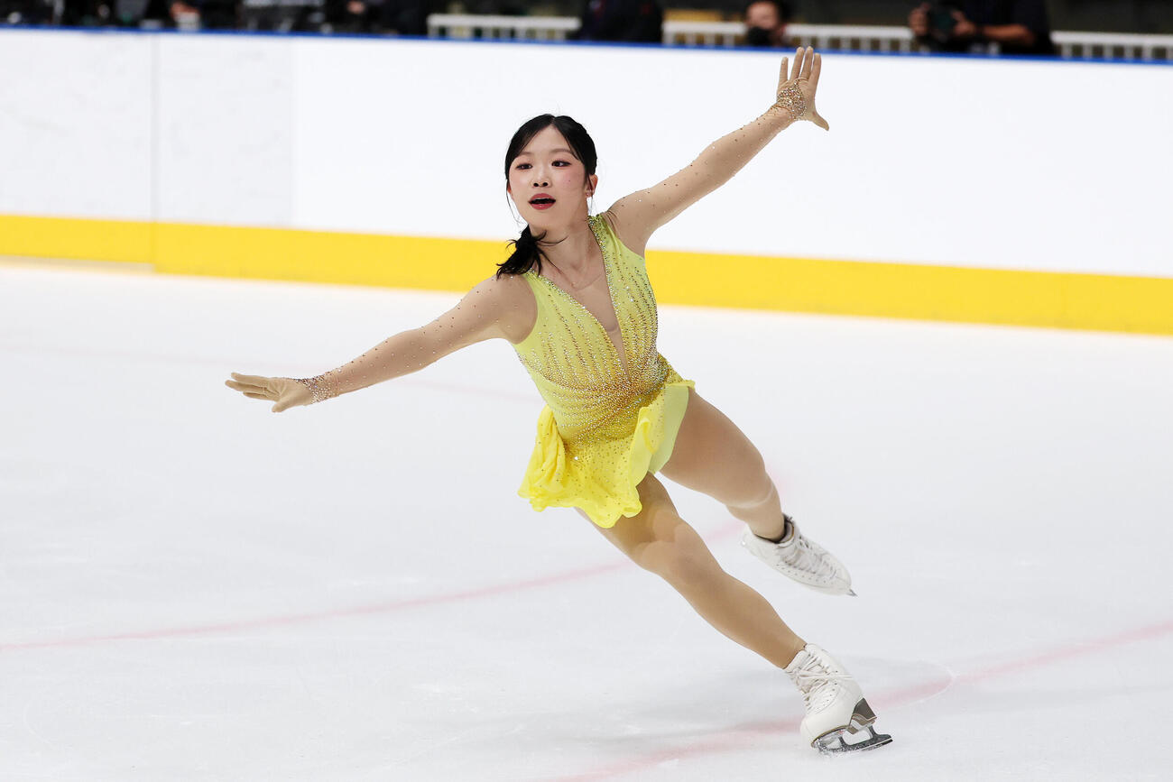 女子フリーで華麗な演技を披露する中井亜美（撮影・宮地輝）