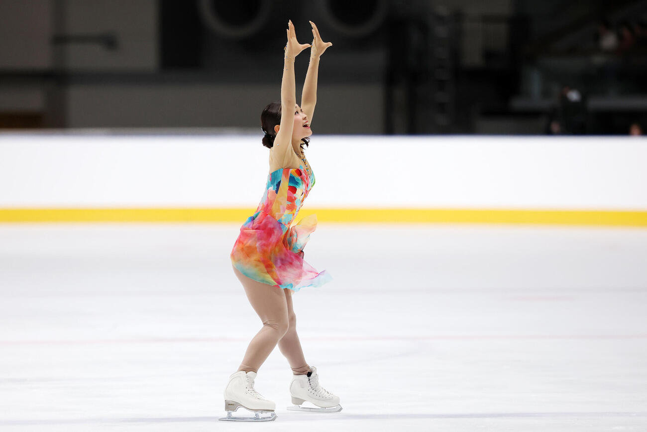 女子フリーで華麗な演技を披露する島田麻央（撮影・宮地輝）