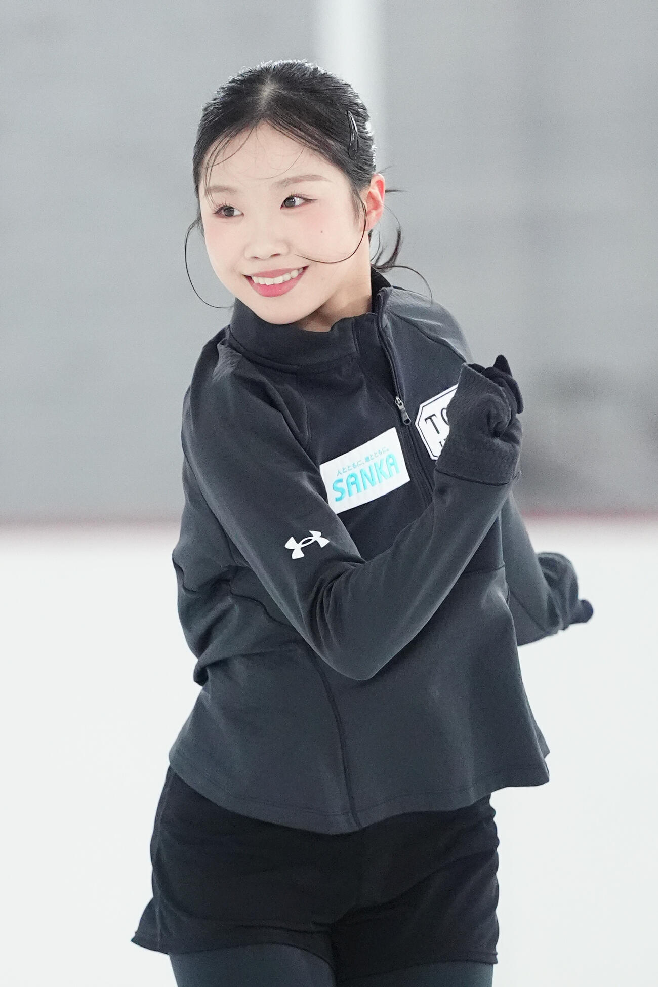公開練習を行う中井亜美（撮影・江口和貴）