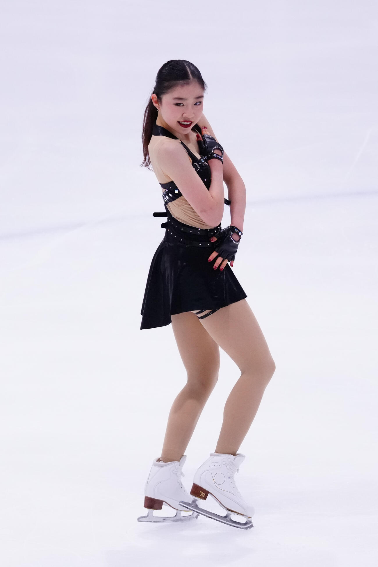 シニア女子SPで演技を終えた千葉百音（撮影・江口和貴）