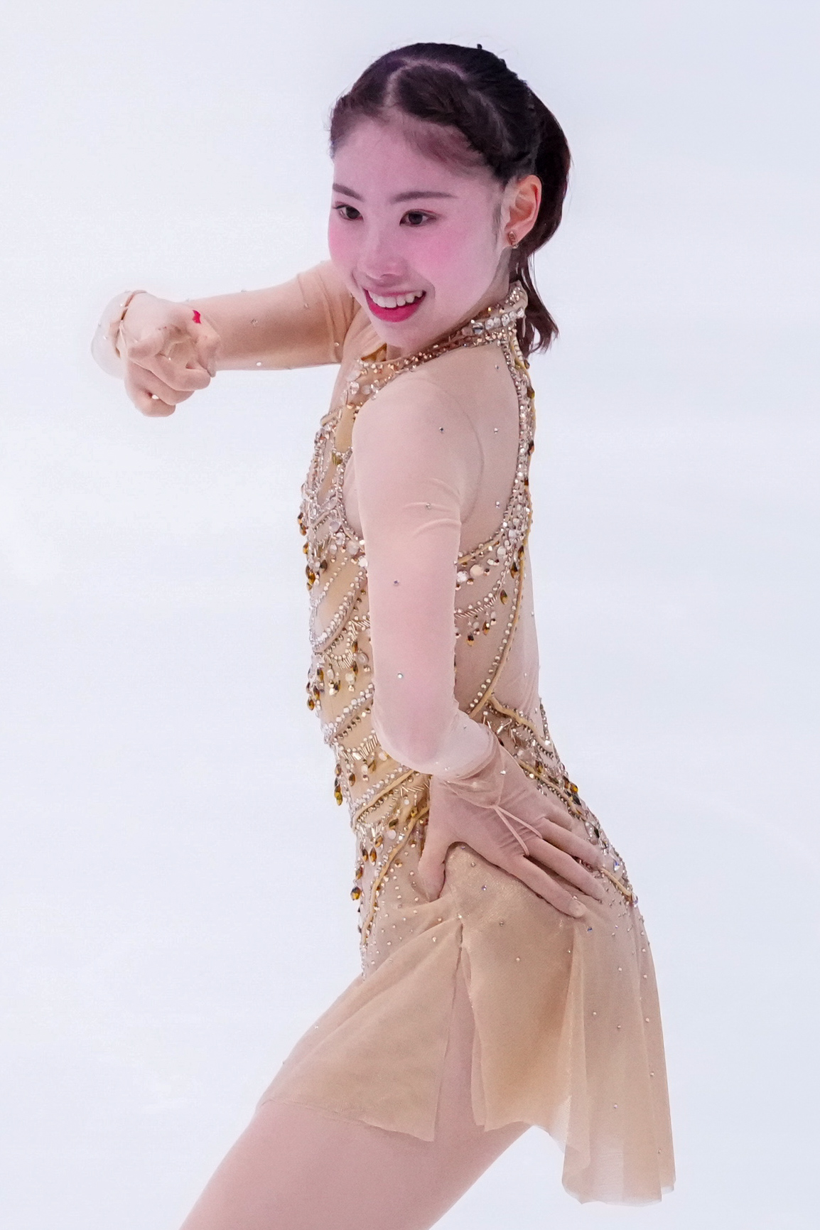 シニア女子SPで演技する住吉りをん（撮影・江口和貴）