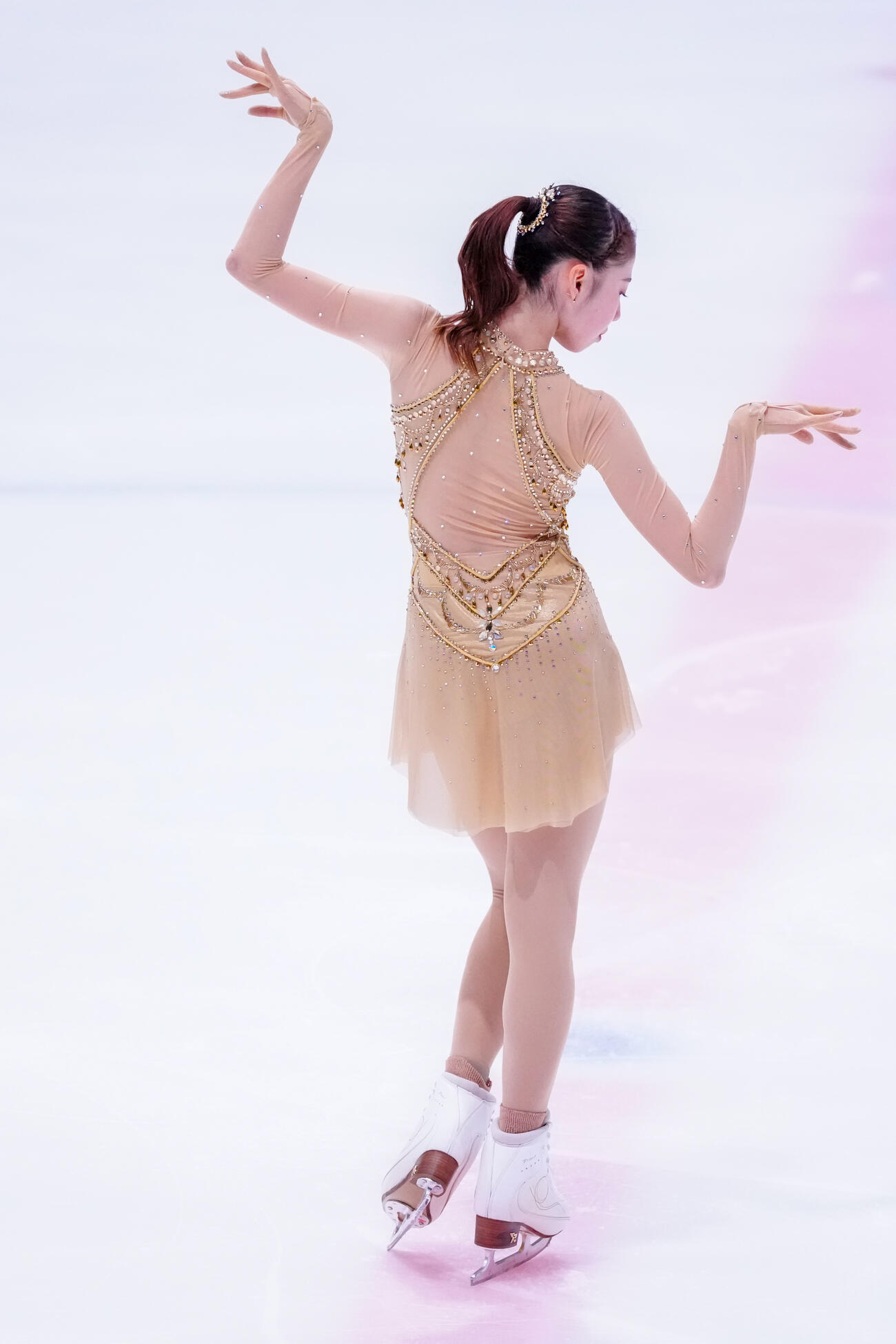 シニア女子SPで演技する住吉りをん（撮影・江口和貴）