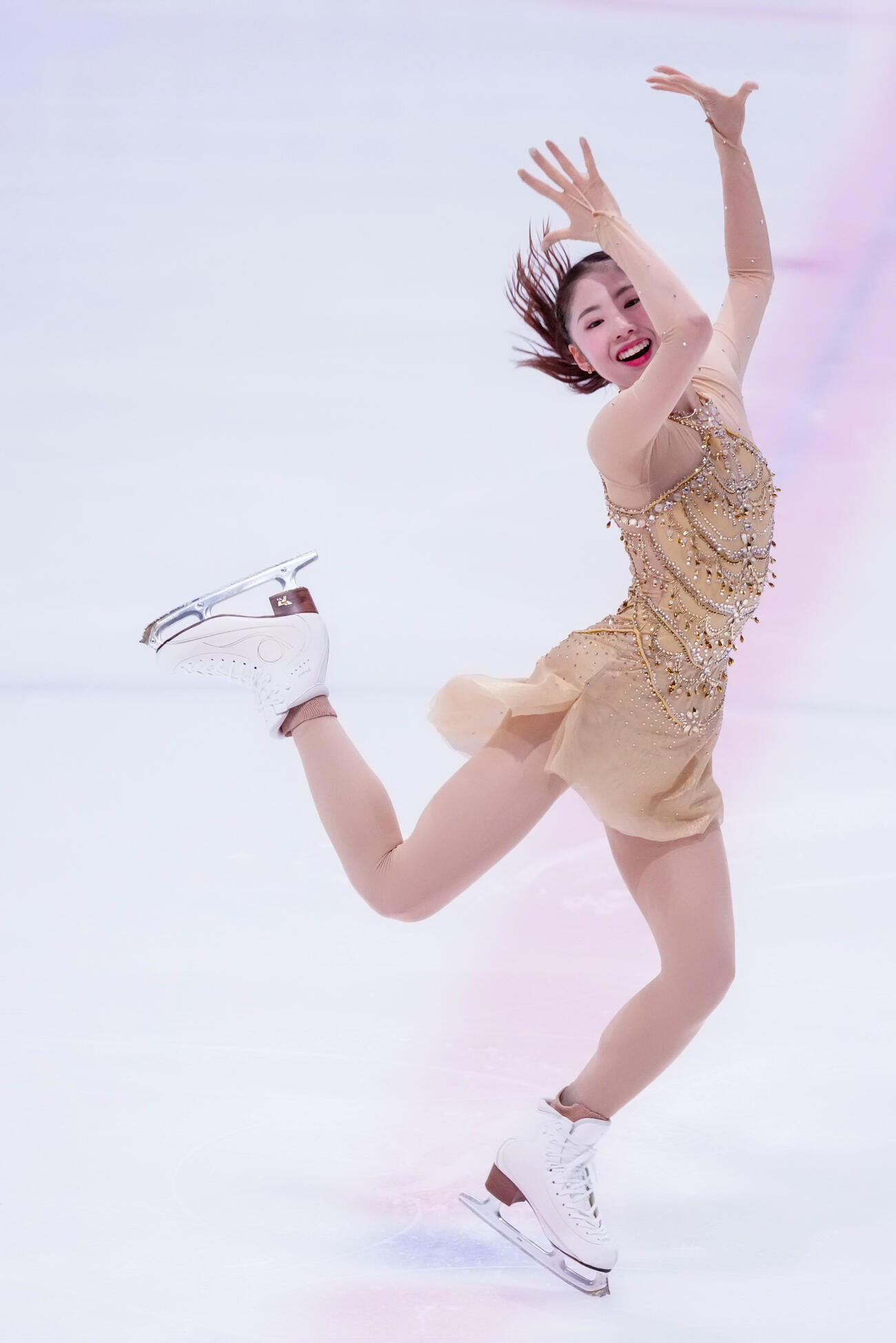 シニア女子SPで演技する住吉りをん（撮影・江口和貴）