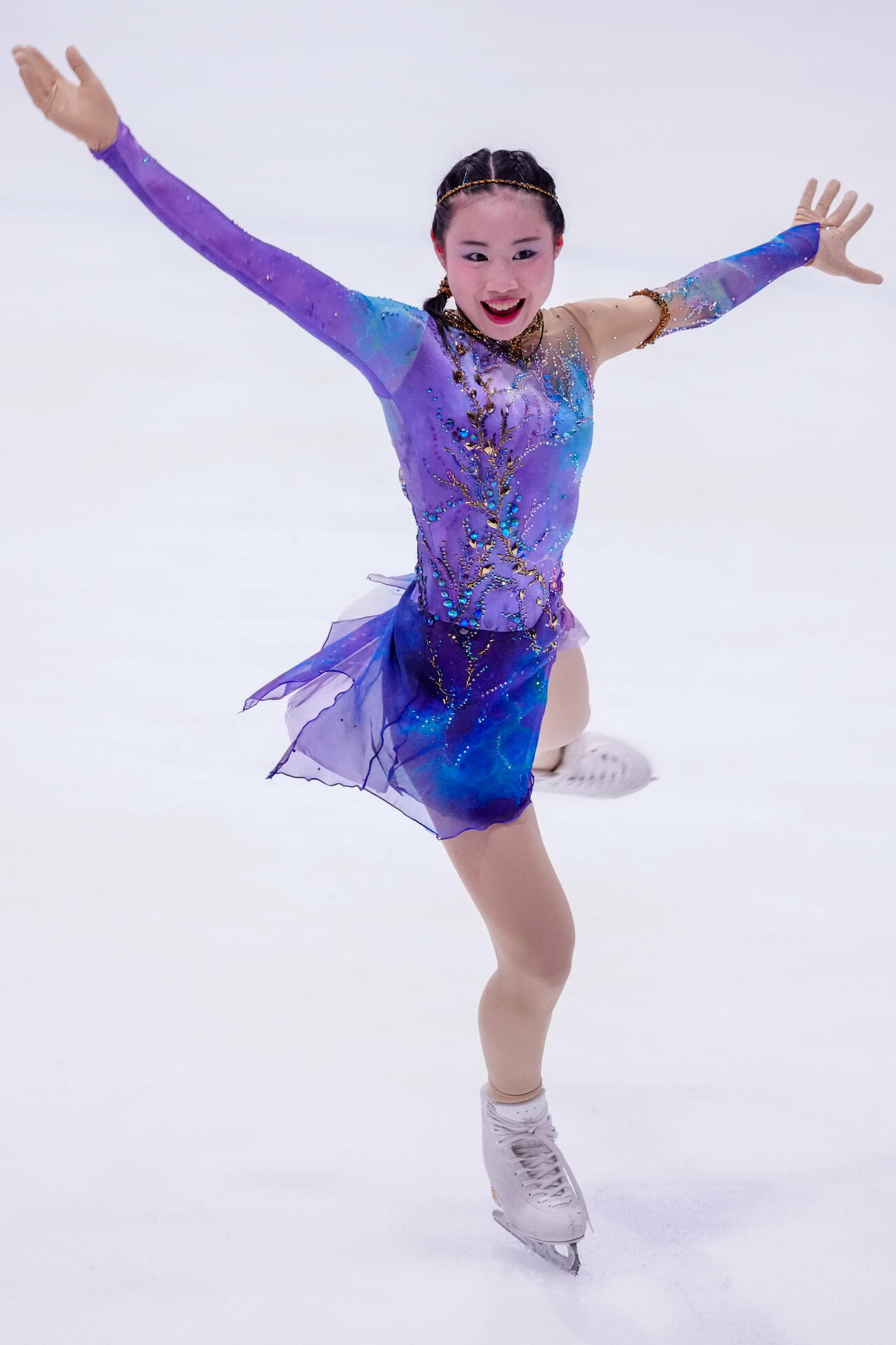 ジュニア女子フリーで演技する宮崎花凜（撮影・江口和貴）